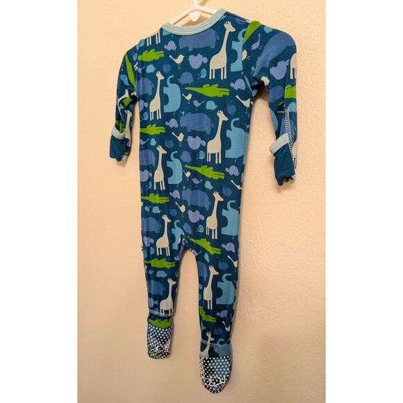 Kickee Pants Bamboo Footie Pajamas Peacock Multi Animal Body Suit size 3-6m - Picture 4 of 8